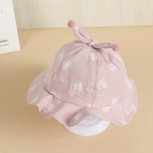 Mũ bucket vải thêu hình dễ thương cho bé gái