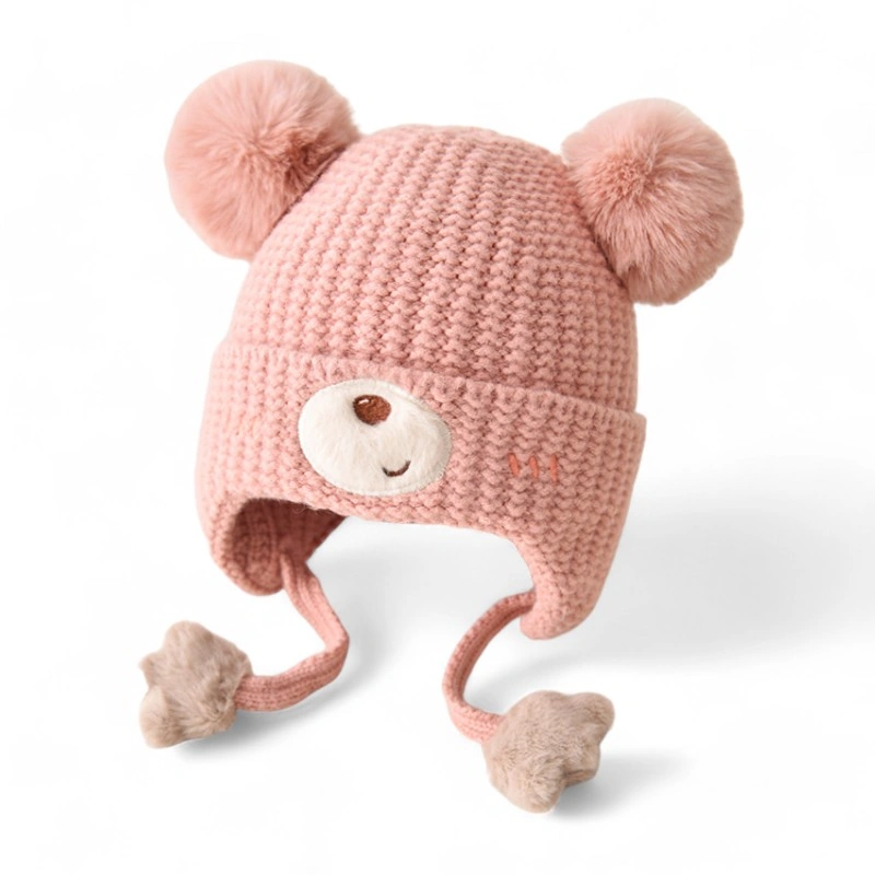 Mũ len dệt kim chụp tai hình Gấu dễ thương - Ảnh 5