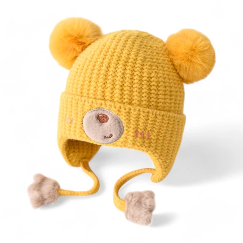 Mũ len dệt kim chụp tai hình Gấu dễ thương