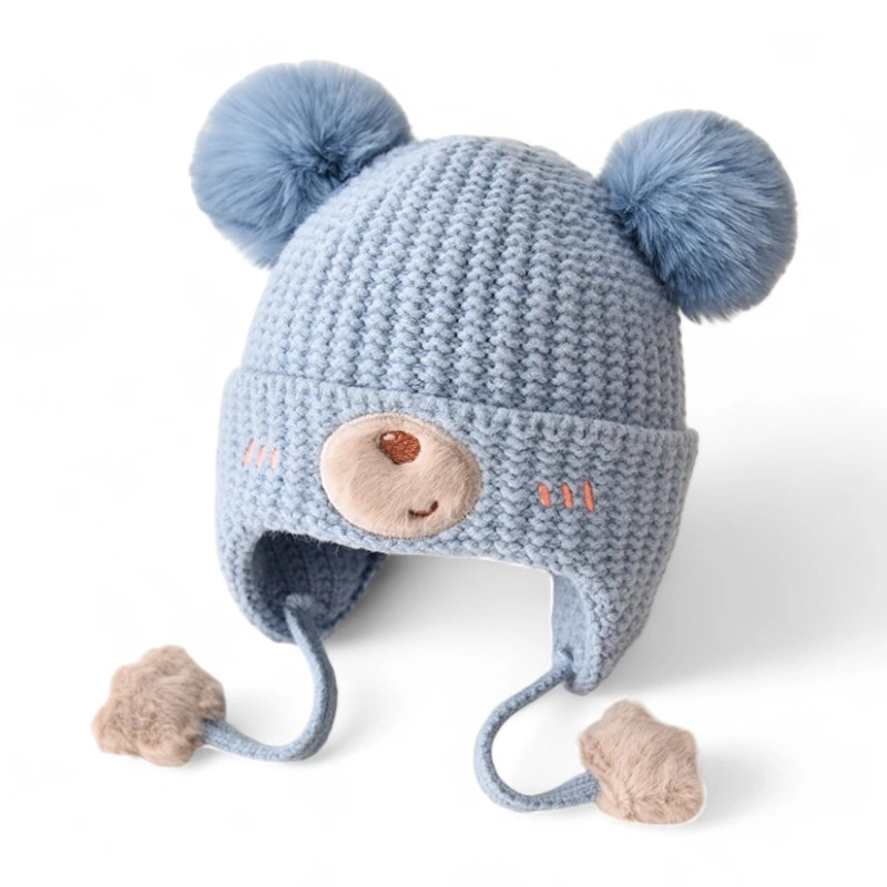 Mũ len dệt kim chụp tai hình Gấu dễ thương - Ảnh 2