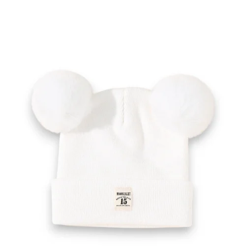 Mũ len beanie tai gấu 2 quả bông MOONLIGHT 15