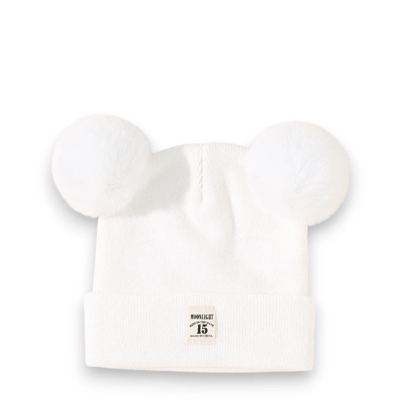 Mũ len beanie tai gấu 2 quả bông MOONLIGHT 15