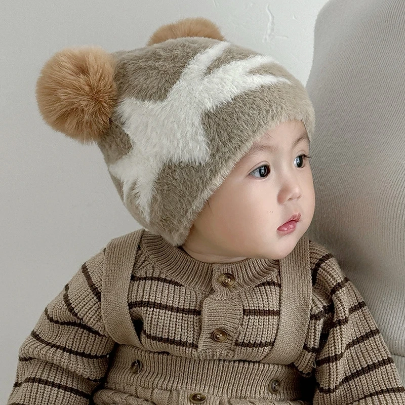 Mũ lông tai gấu họa tiết ngôi sao cho bé - Ảnh 4