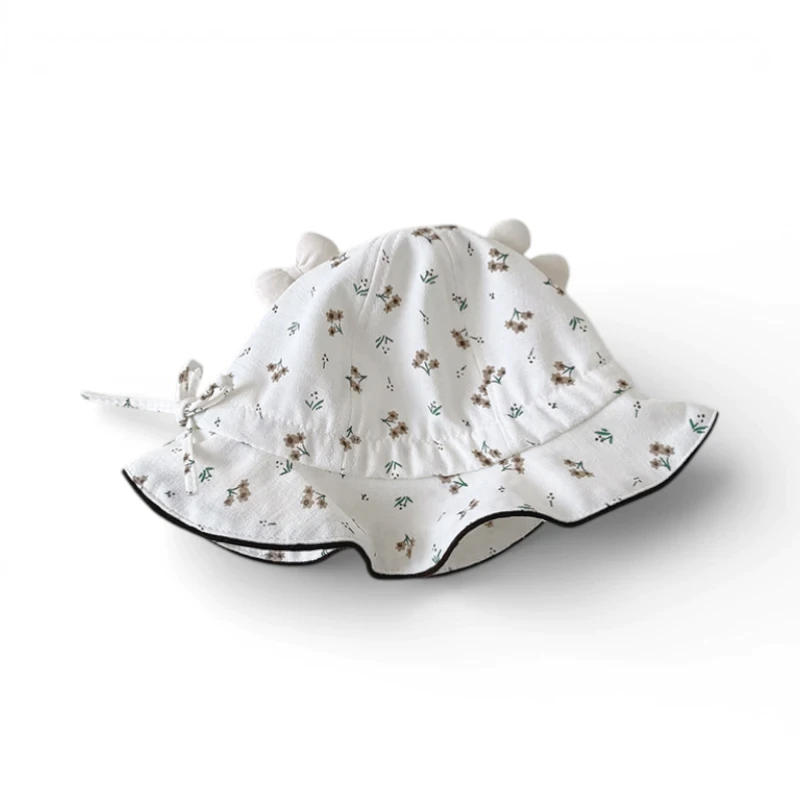 Mũ bucket họa tiết hoa nhí đính Cherry cho bé gái - Ảnh 5