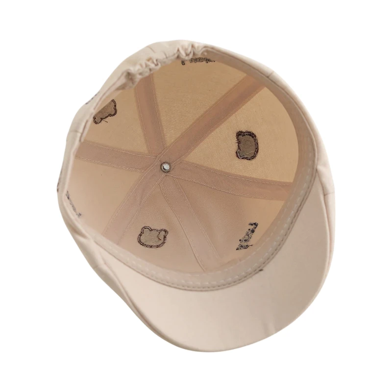 Mũ nồi Beret thêu chữ Lucky họa tiết Gấu phong cách Hàn Quốc - Ảnh 6