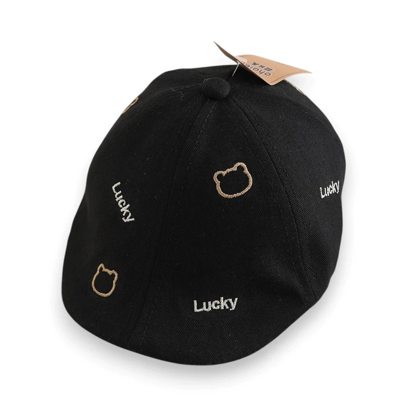 Mũ nồi Beret thêu chữ Lucky họa tiết Gấu phong cách Hàn Quốc - Ảnh 2