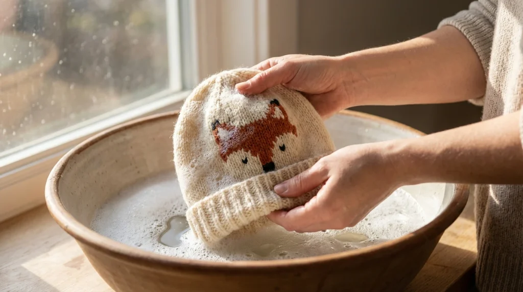 Giặt mũ len bằng tay