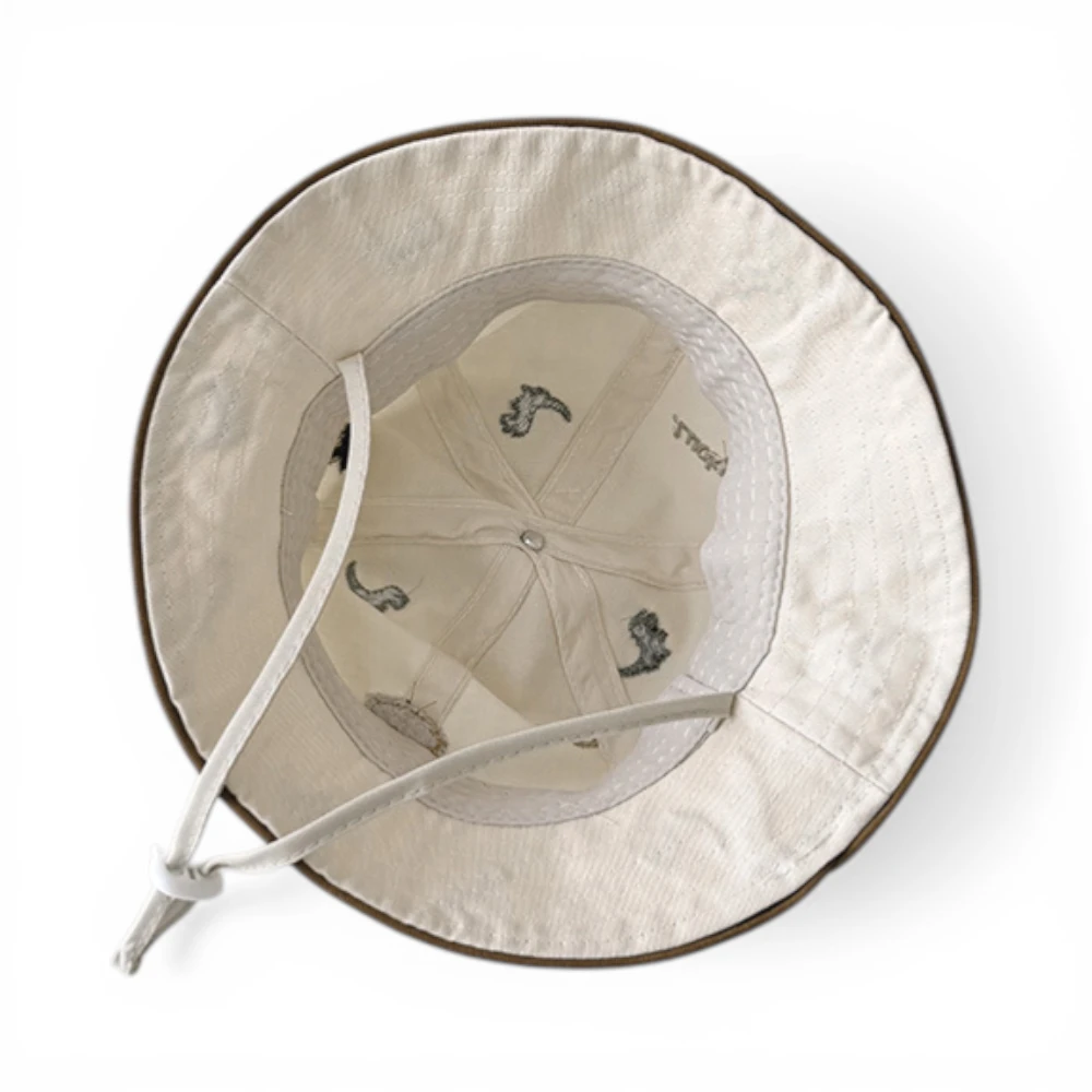 Mũ bucket Khủng long nhí Ohaier thêu chữ Lucky phong cách Hàn Quốc - Ảnh 2