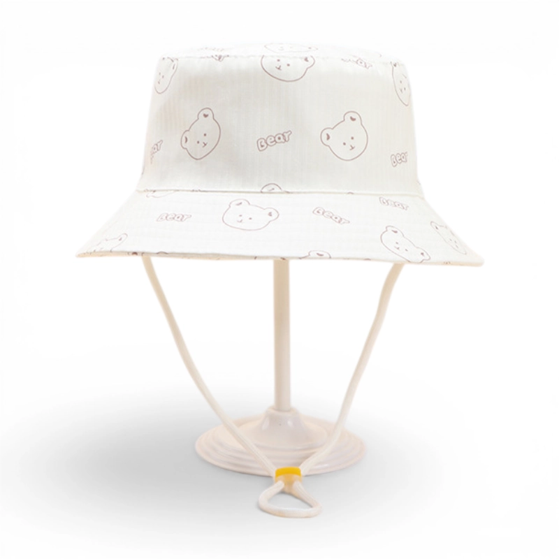 Mũ bucket họa tiết Gấu Doodle Bear có quai rút phong cách Hàn Quốc cho bé - Ảnh 3