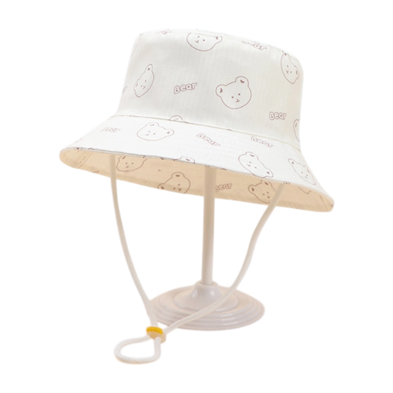 Mũ bucket họa tiết Gấu Doodle Bear có quai rút phong cách Hàn Quốc cho bé - Ảnh 2