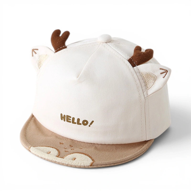 Mũ lưỡi trai mềm sừng Hươu Hello dễ thương cho bé