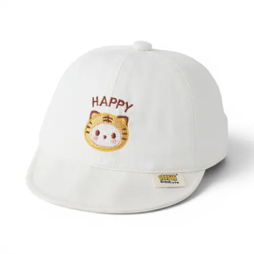 Mũ lưỡi trai mềm thêu hình Hổ con Happy chống nắng cho bé